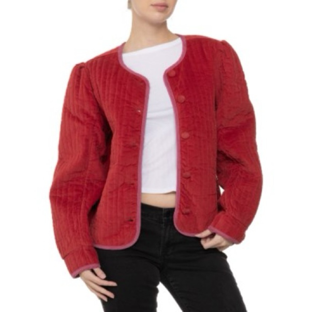 Free People Natalia Sweet Heart Quilted Velvet Jacket